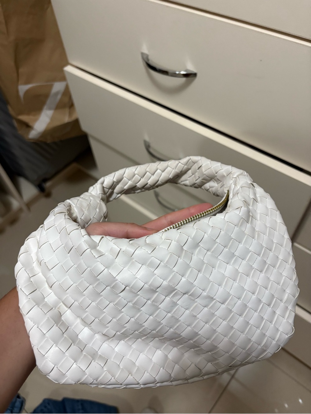 White Woven Hobo Bag